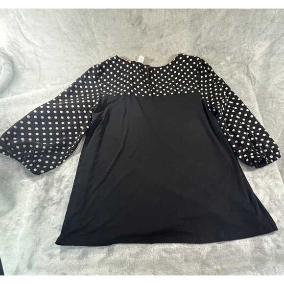 Espresso Blouse Women's XL Petite black and White Polka Dot top NWT - Picture 2 of 9